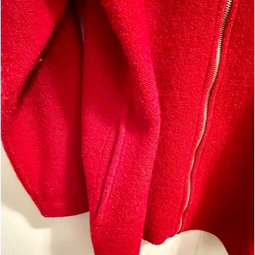 Red Wool Zippered Sweater Jacket Coat 1X - Picture 7 of 8